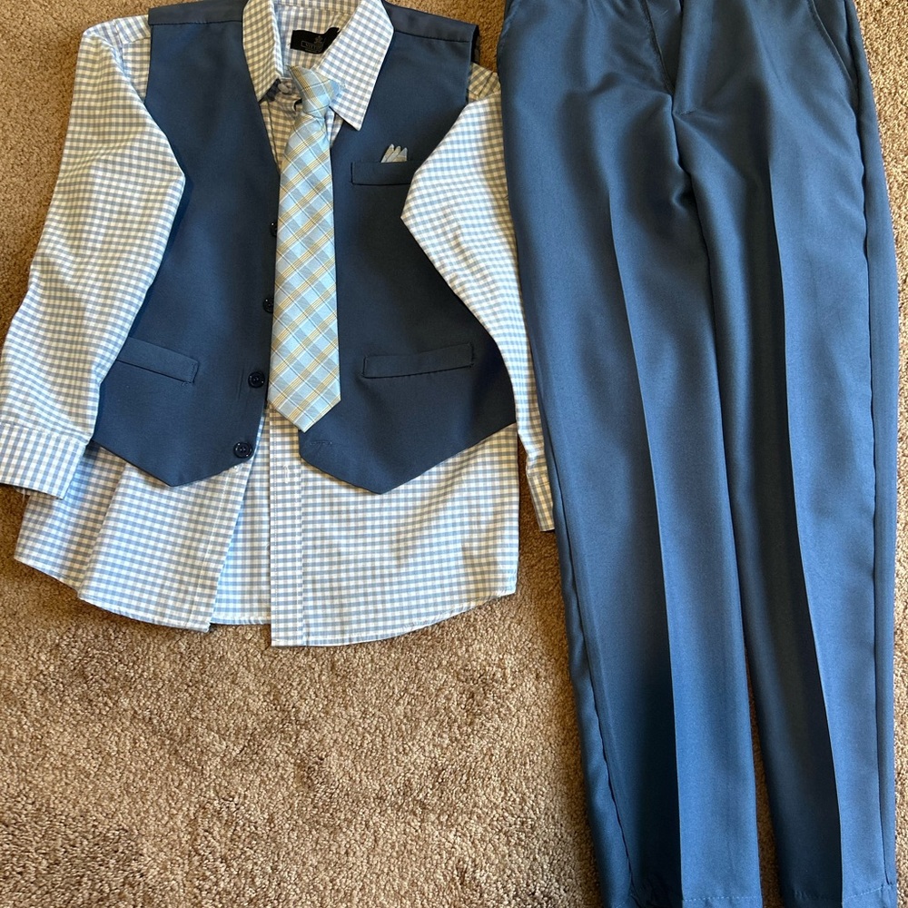 Boy’s Blue Suit Set with Vest and Tie